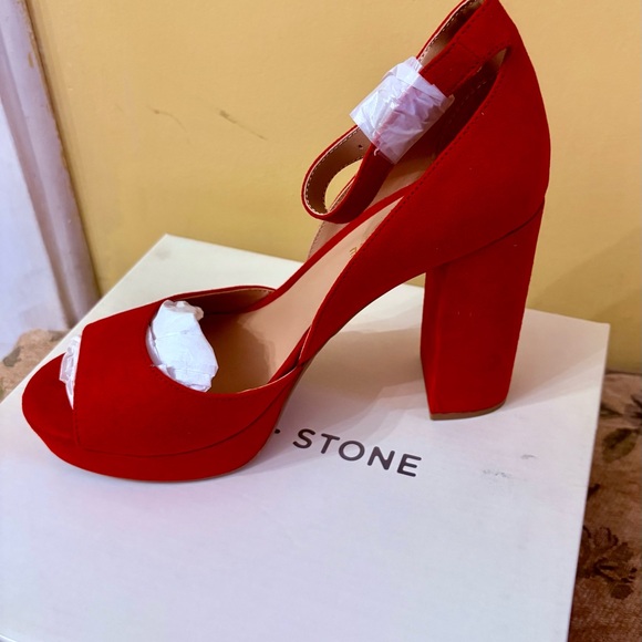 Sun & Stone Red Open-Toe Women’s Heel - Picture 8 of 11
